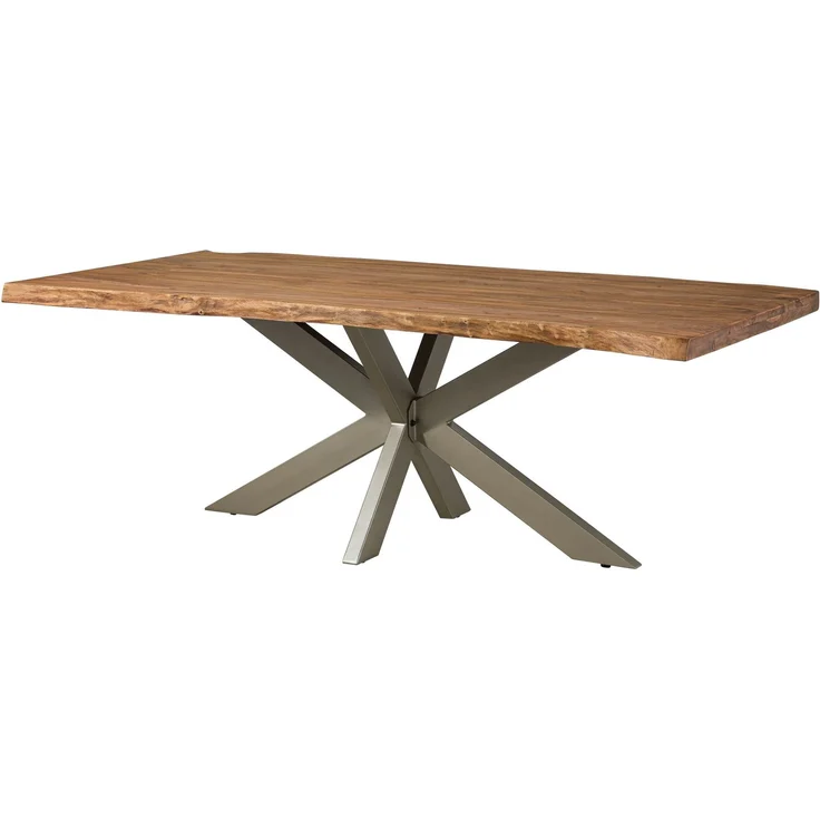 Baumtisch Sheesham 180x90x77 natur gebeizt / Kreuzgestell silber matt FREEFORM 5 – Bild 10