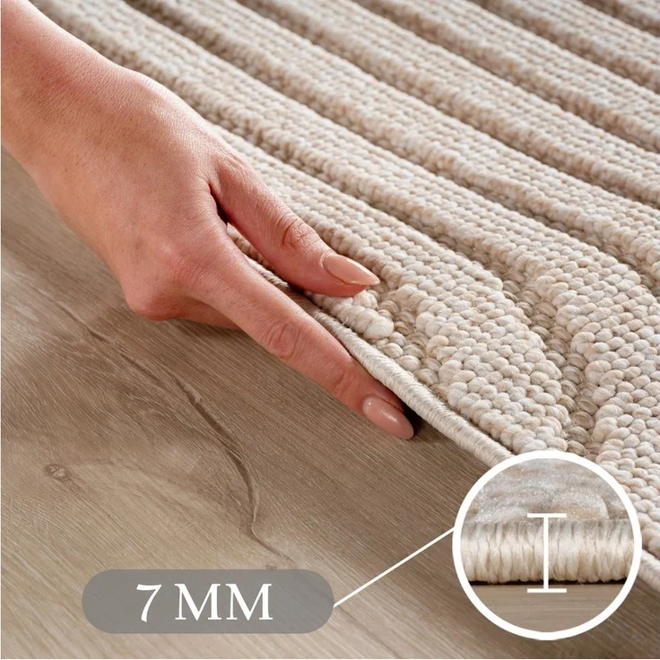 SIMPEX24 Designteppich Einfarbig Boucle Loop, Rund, Höhe: 7 mm, Teppich Wohnzimmer, Schlafzimmer, Gästezimmer – Bild 2