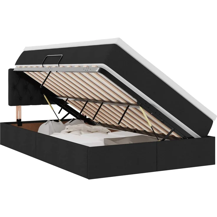 vidaXL LED-Speicherbett mit Matratze Schwarz 120 x 200 cm Stoff 3371201 – Bild 2