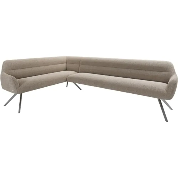 Esszimmerbank Taya-Flex 285x190 cm Bouclé Schlamm Kreuzgestell kantig Graphit Taschenfederkern Rechts