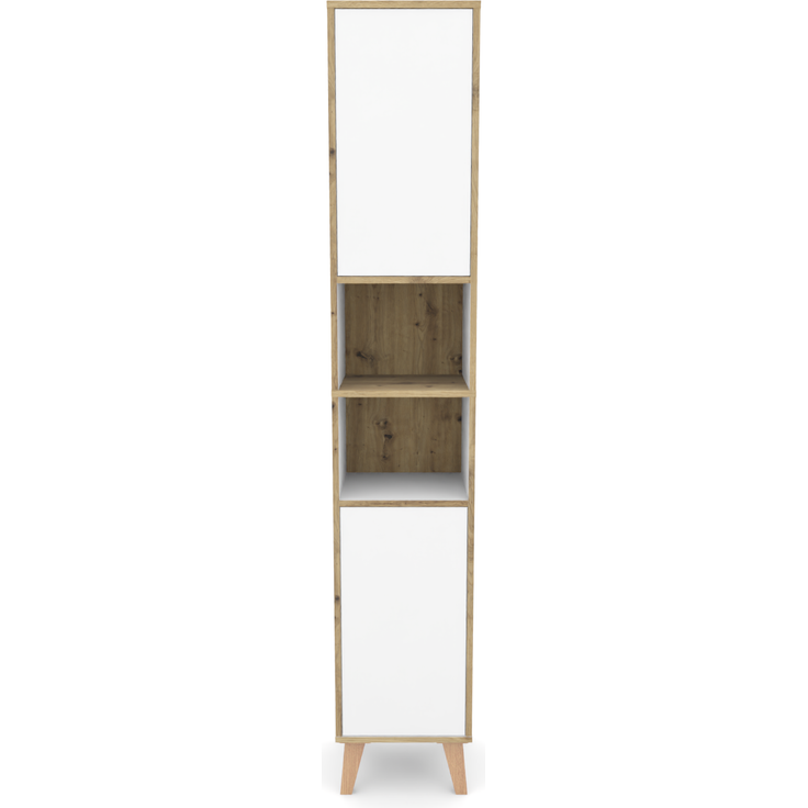 Badschrank MORENA mit 2 Türen und 2 offenen Fächern, cashmere/Eiche – Bild 2