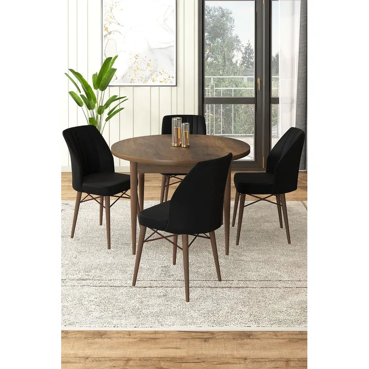 Skye Decor 'Rox - Baroque, Black' Essgruppe (5-teilig), Barock / Schwarz, 90 x 75 x 90 cm