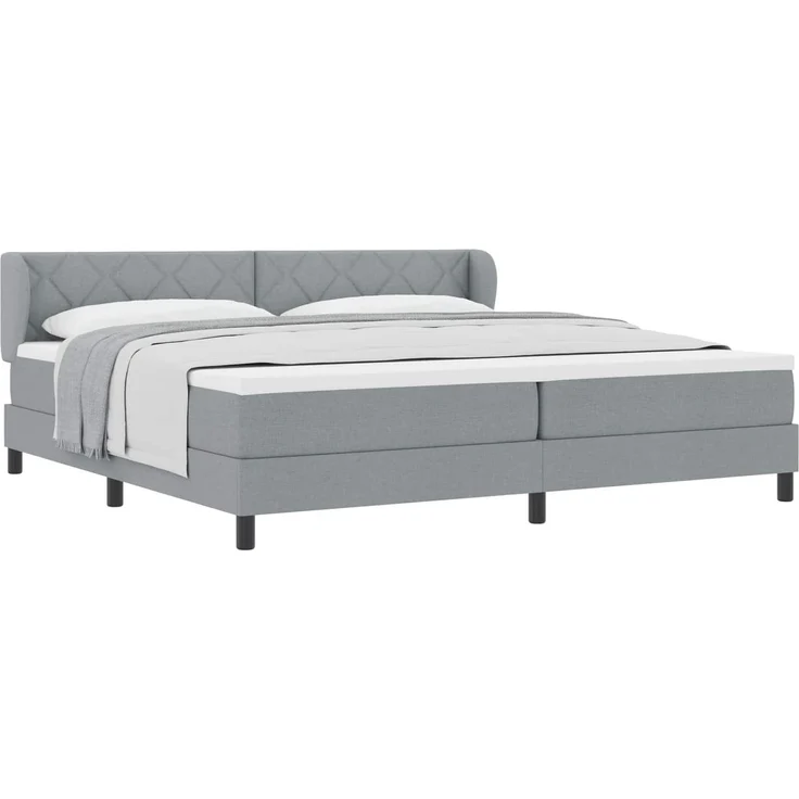 vidaXL Boxspringbett mit Kopfteil Hellgrau 200 x 200 cm Stoff 3340108 – Bild 2