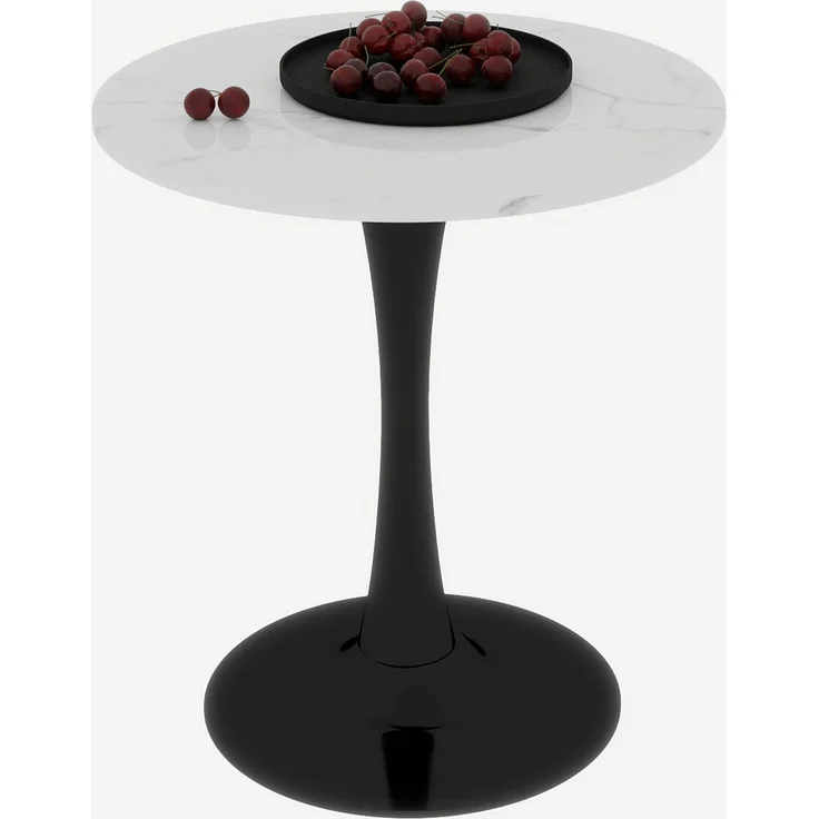 Runder Couchtisch aus Kunstmarmor, modern-minimalistisch, Ø 70 cm, Schwarz/Weiß – Bild 9