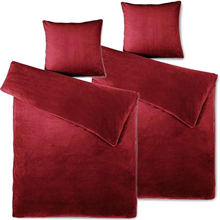 aqua-textil Bettwäsche Feelwell Bettgarnitur Thermo Fleece Flausch 4tlg. 135x200 cm bordeaux, Coral-Fleece, Mikrofaser, 4 teilig – Bild 2