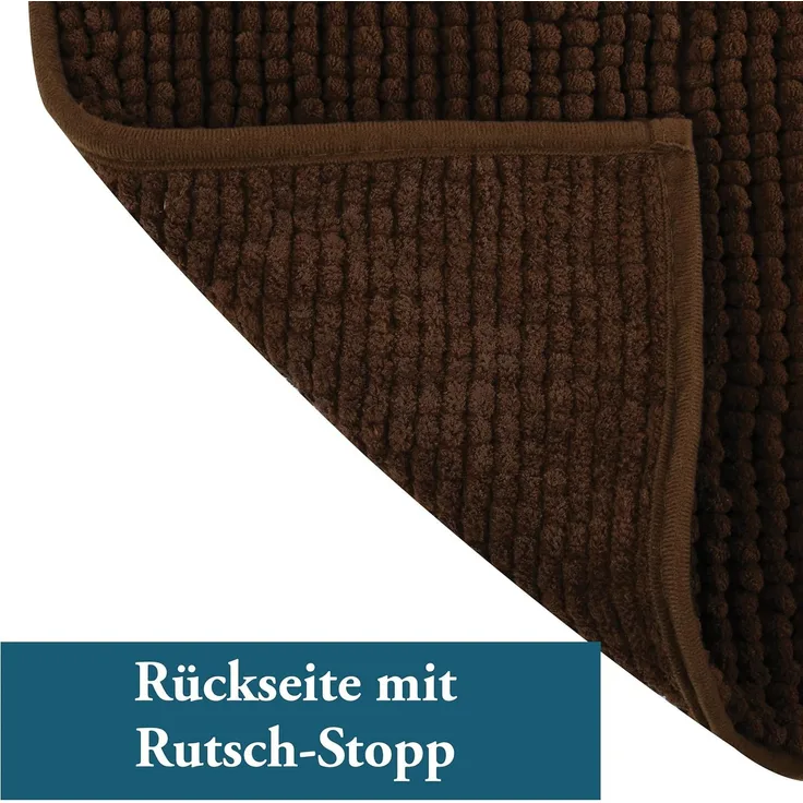 MSV Badteppich 2er Set Badvorleger Duschvorleger Chenille Hochflor Badematte 40x60 cm + 60x90 cm – Braun