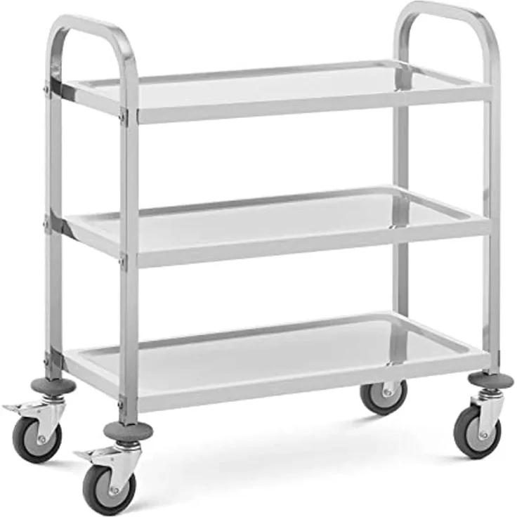 Royal Catering Servierwagen 3 Ebenen Küchenwagen Küchenrollwagen Lenkrollen Edelstahl 81 kg Gastro