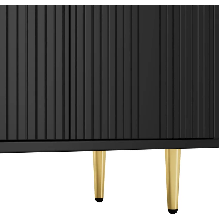 DESVIAE Sideboard mit 4 Türen und verstellbaren Einlegeböden 160x80x40 cm MDF Spanplatte Schwarz – Bild 6