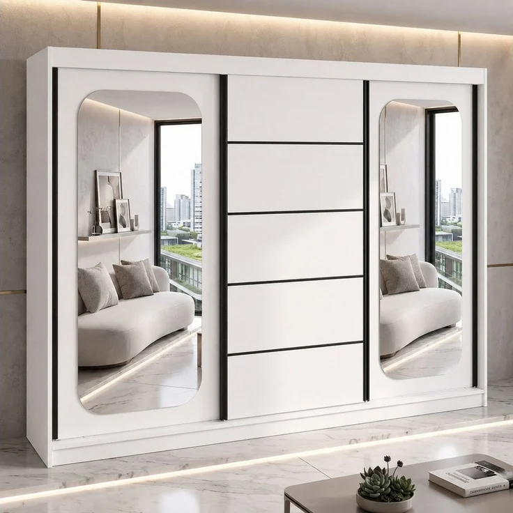 A&J MöbelLand GmbH Schiebetürenschrank BELANO – Moderner Kleiderschrank mit Schiebetüren (Die perfekte Kombination aus modernem Design, hoher Funktionalität und großzügigem Stauraum für Kleidung, Bettwäsche und Accessoires, erhältlich in verschiedenen ... – Bild 2