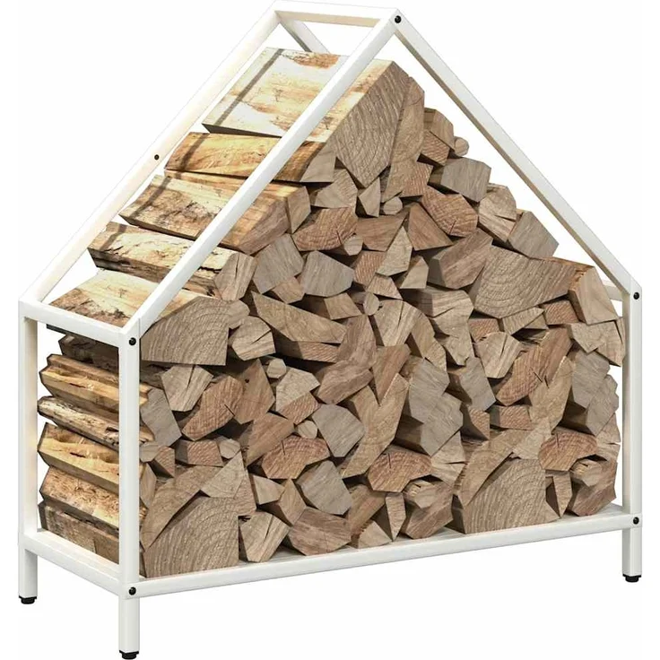 vidaXL Brennholzregal Weiß 60x25x60 cm Kaltgewalzter Stahl 864304 – Bild 3
