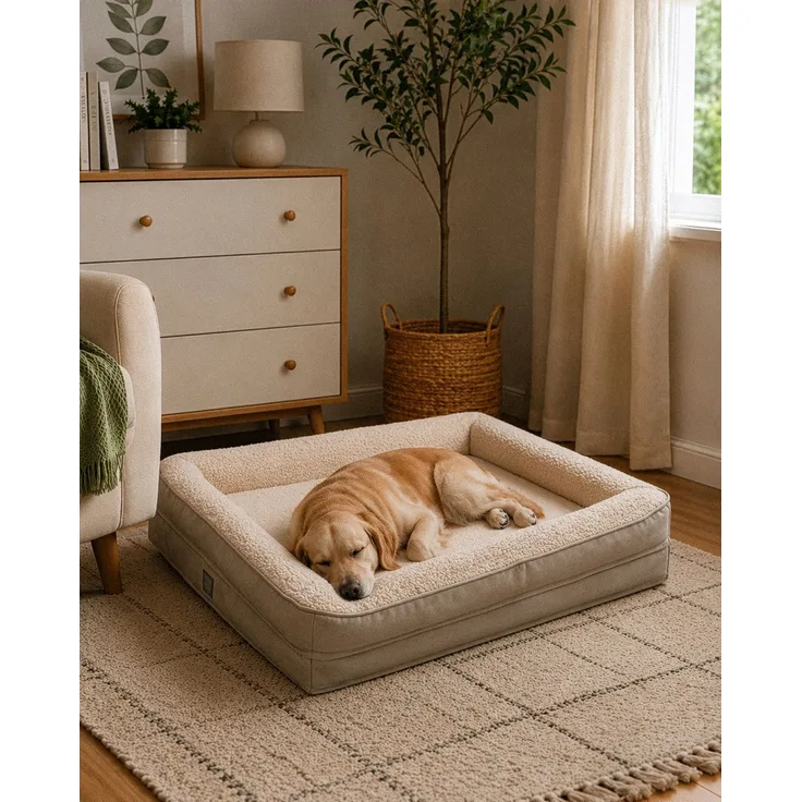 Paws & Whiskers 'Felix Dog L - Cream' Haustierbett, Creme / Beige, 75 x 55 x 18 cm