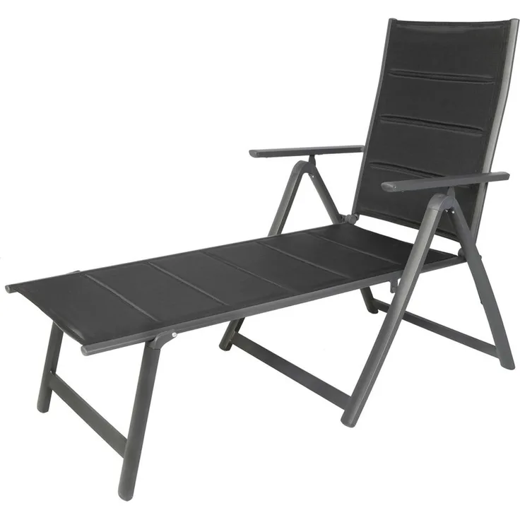 Alu Gartenliege 6-fach neigbar gepolstert Sonnenliege Gartenmöbel Strandliege