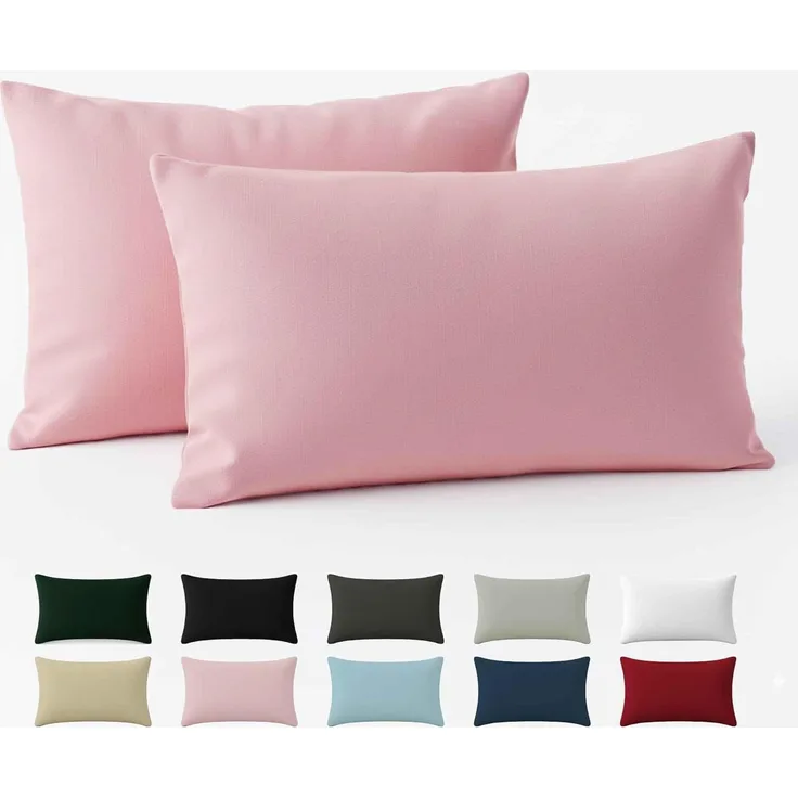 Kissenbezug 50x80 Renforcé Baumwolle (2er-Set) - Rosa - Dicht gewebt mit 57 Fäden/cm² - Kopfkissenbezug 50x80 cm - Oeko Tex Zertifiziert - Dreamzie