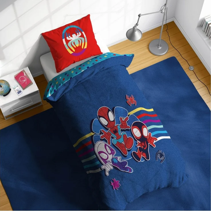 MARVEL Kinderbettwäsche Marvel Spidey Bettbezug-Set 135x200 cm + Kissenbezug 80x80 cm, Washed Cotton, 2 teilig, 100 % Baumwolle, maschinenwaschbar, wendbar – Bild 1