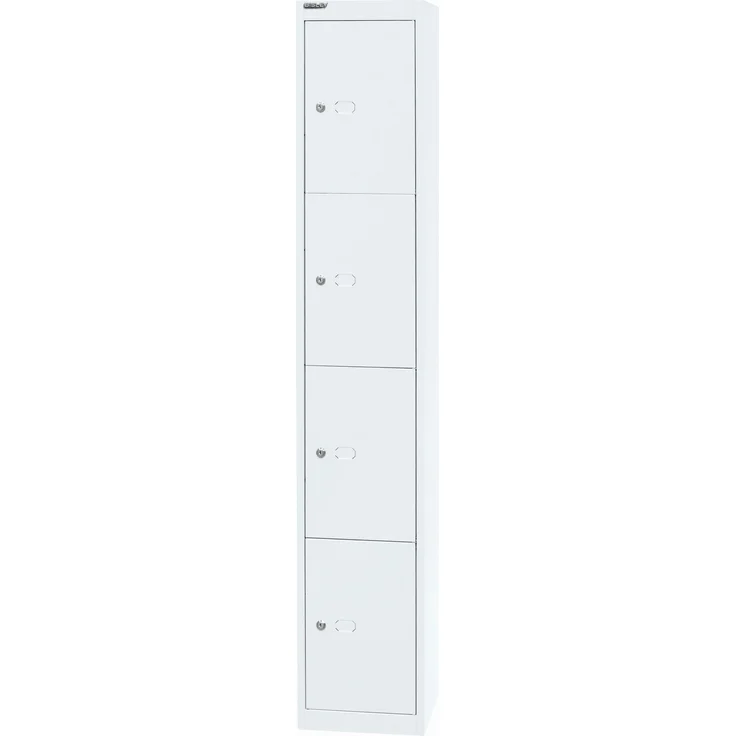 Bisley Schließfachschrank Office, 1 Abteil, 4 Fächer, T 305 mm, Farbe verkehrsweiß – Bild 3