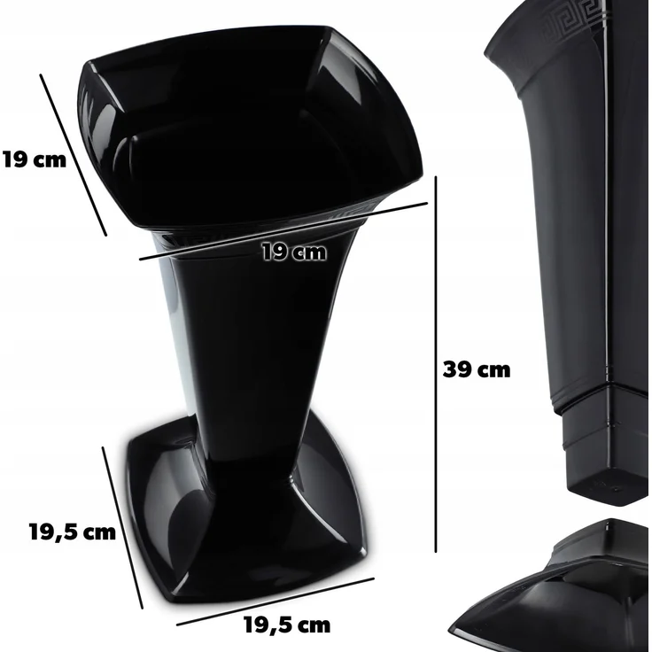KADAX Vase für Friedhofsphiole, Grabstein, 39 cm, Schwarz – Bild 3
