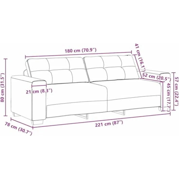 vidaXL 3-Sitzer-Sofa Dunkelgrün 180 cm Stoff 4105093 – Bild 3