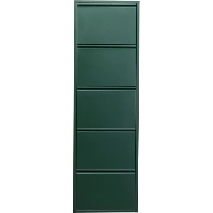 Kare Design Schuhschrank Caruso, Grün, Stahl, mit 5 Klappen, Schuhablage für 10 Paar Schuhe, schmal, platzsparend, hoch, Schuhregal, Eingangsbereich, 170 x 50 x 15 cm (H/B/T) – Bild 1