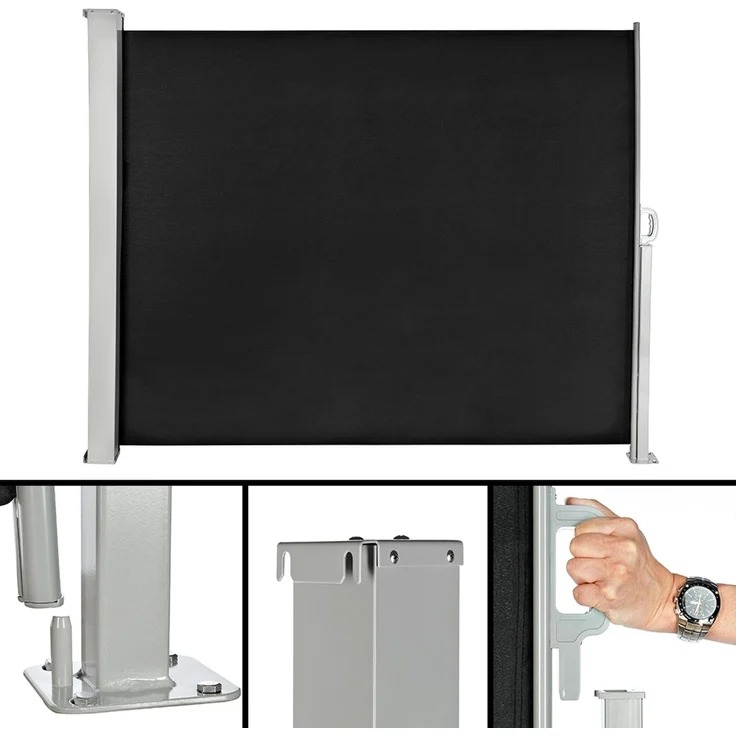 Seitenmarkise 180x300cm Schwarz Sichtschutz Sonnensegel Terrasse Ausziehbar – Bild 9