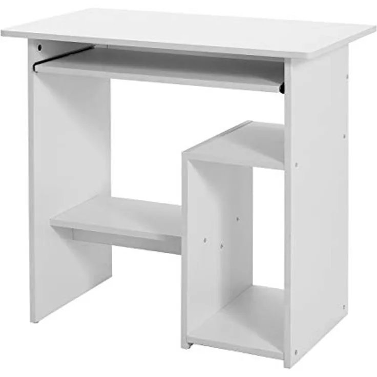 Vasagle Computertisch, Schreibtisch mit Tastaturablage und offenen Fächern, Ablage für PC-Gehäuse, Arbeitsstation, für kleine Räume, einfache Montage, 80 x 45 x 74 cm, weiß LCD852W