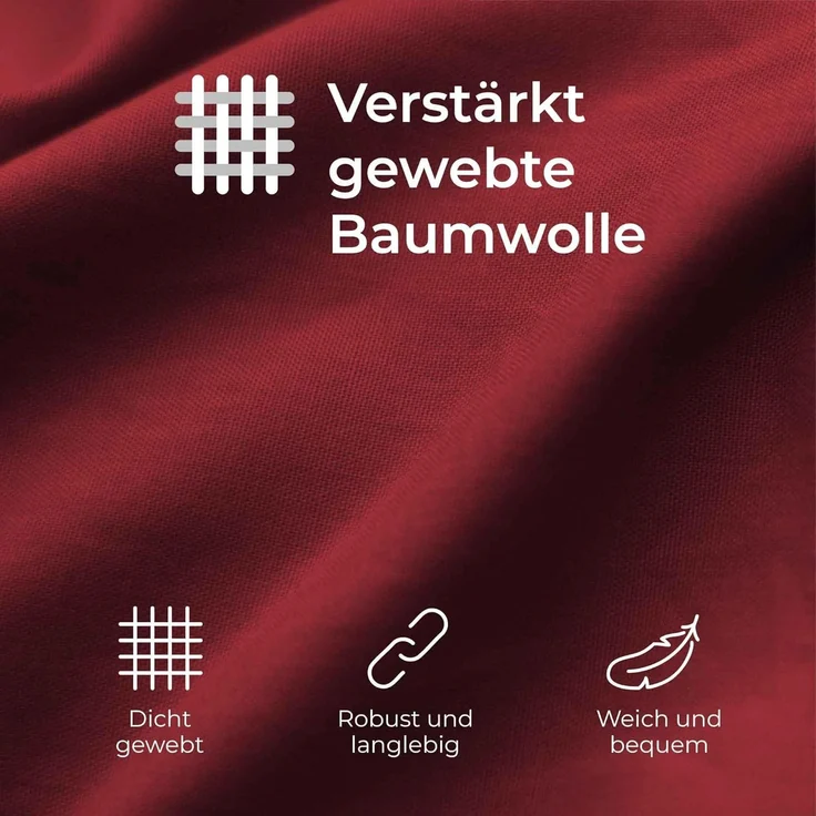 Kissenbezug 50x70 Renforcé Baumwolle (2er-Set) - Burgunderrot - Dicht gewebt mit 57 Fäden/cm² - Kissenbezug 70x50 cm - Oeko Tex Zertifiziert - Dreamzie – Bild 5