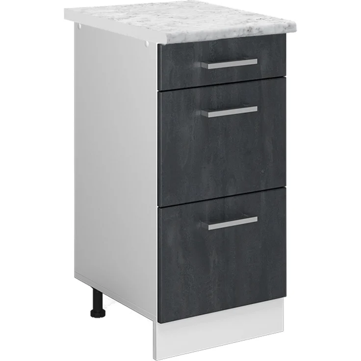 Küchenunterschrank R-Line Schwarz Beton 40 cm AP Marmor Vicco – Bild 1