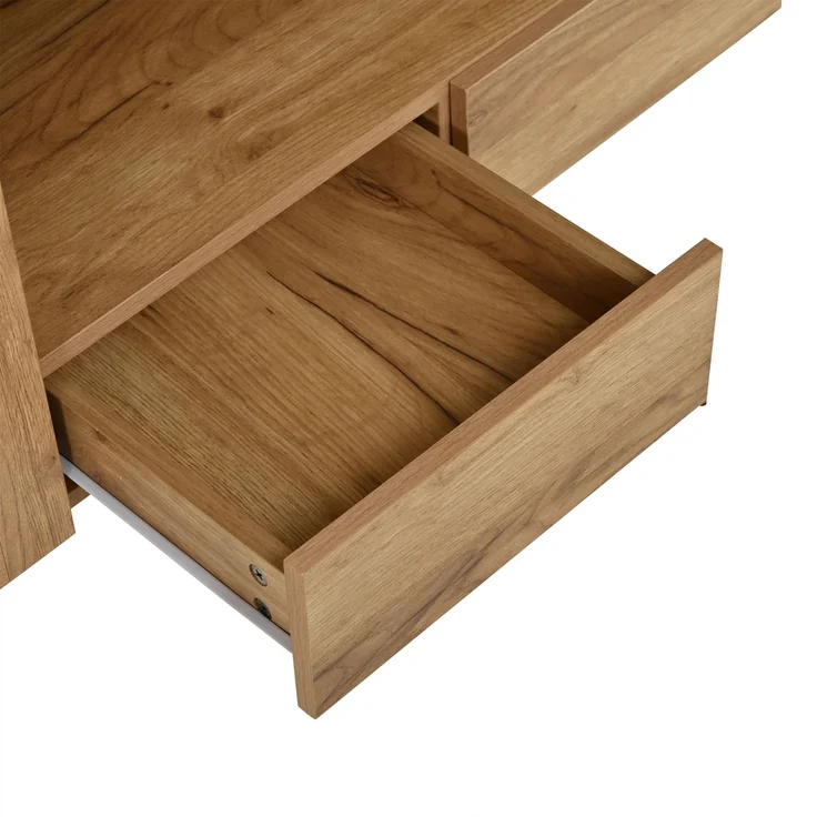 ZUBALIYA Sideboard 140x35x71 cm, mit 4 Schubladen, aus MDF, Natur – Bild 23