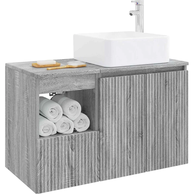 vidaXL Badezimmerschrank-Set 2 stk. Grau Sonoma 79,5 x 41 x 80 cm 3404050 – Bild 3
