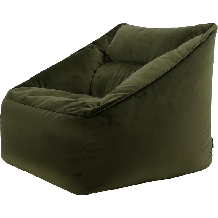 Icon Natalia Sitzsack Sessel für Erwachsene, Olivgrün, Flauschiger Samtstoff, Riesen Sitzsack Samt mit Füllung, Bean Bag Chair, Bequemer Sessel Wohnzimmer, Lounge, Schlafzimmer, Büro