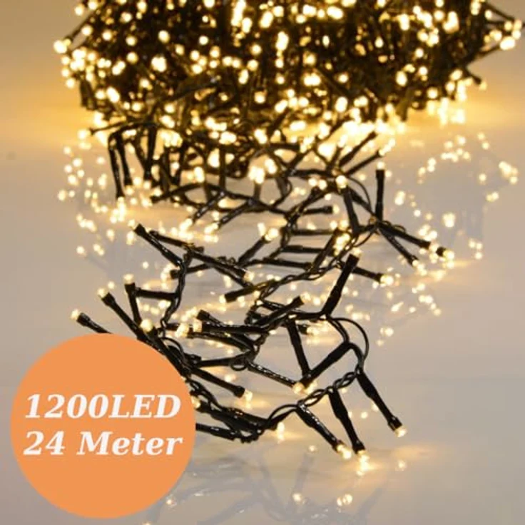 INtrenDU LED-Lichterkette Lichterkette warmeiß 1200LED 24m, mit itegriertem Timer, Beleuchtungsprogrammen und Memoryfunktion – Bild 4