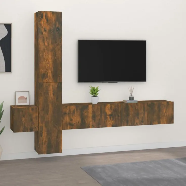 5-tlg. TV-Schrank-Set Räuchereiche Holzwerkstoff [3114251]