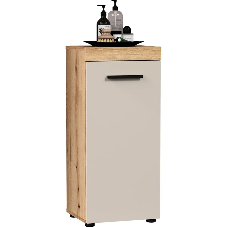 trendteam smart living - Ivrea - Standschrank - Kashmir (Beige)/Eiche - Standtype mit 1 Tür (türanschlag Links/rechts) und 1 Einlegeboden - (BxHxT) 36 x 81 x 31 cm - viel Stauraum