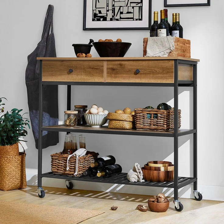 SoBuy FKW112-PF Kücheninsel, Spanplatte, Melamin, Braun, 100 x 93 x 45 cm – Bild 6