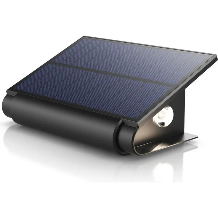 BEARWARE LED Solarleuchte Solar Wandleuchte für außen mit Akku & ohne Stromanschluss Wasserdicht, Ein-/Ausschalter, mehrere Helligkeitsstufen, LED fest verbaut, Warmweiß, 1800 mAh Akku, Solarpanel, IP54, wetterfest, für Außenmontage