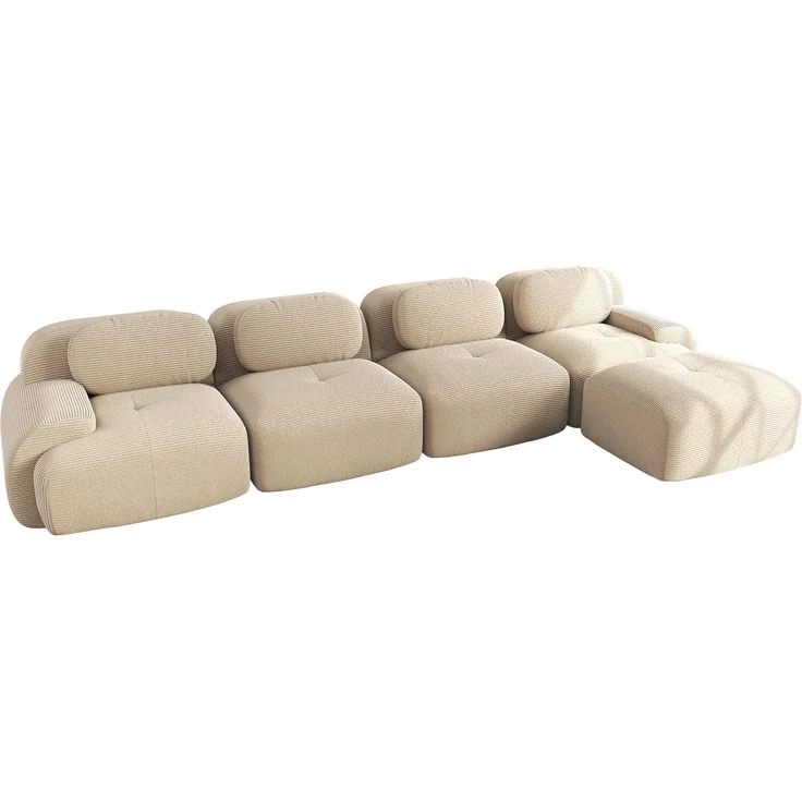 4-Sitzer Ecksofa mit 32D hochelastischer Polsterung,rutschfest mit Chaiselongue extra-breite Armlehnen frei kombinierbar ohne Montage für Büro Wohnzimmer und Heimkino,Beige, – Bild 6