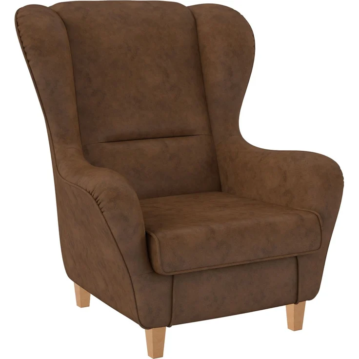 Supellex Sofia Ohrensessel mit Hocker | Design Kunstleder Texas Rehbraun – Bild 3