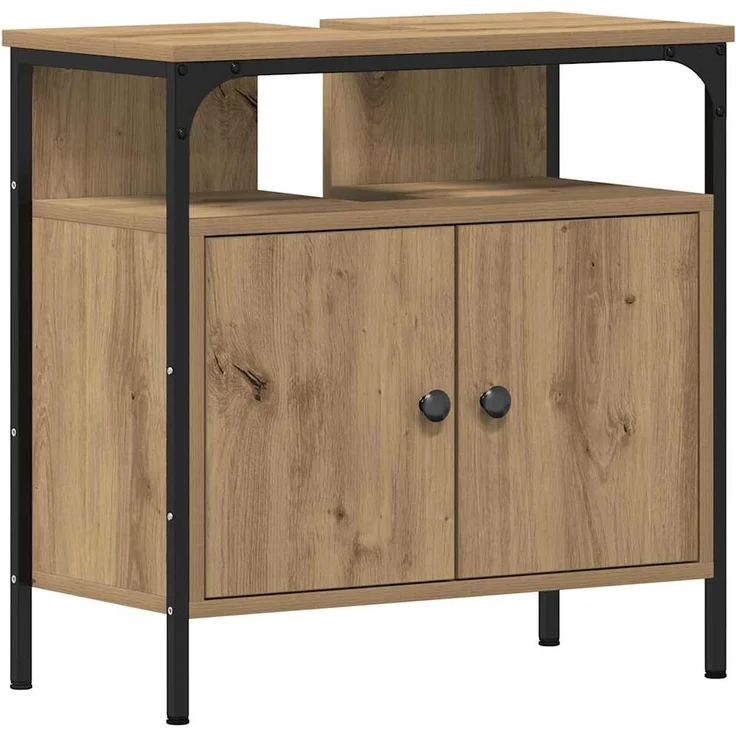 vidaXL Badezimmermöbel-Set mit Regal 3 pcs Artisan-Eiche Holzwerkstoff 3334394 – Bild 5