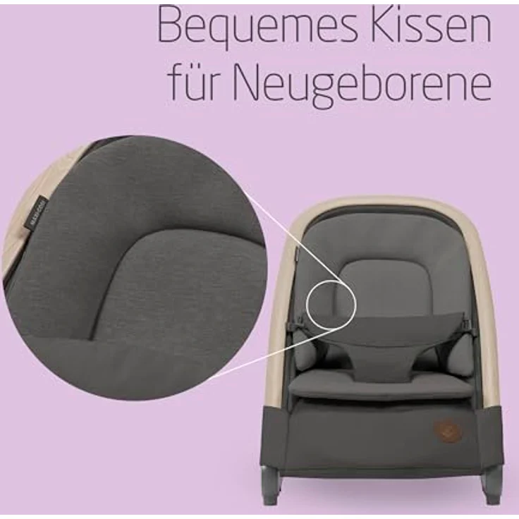 Maxi-Cosi Kori, 2-in-1 Babywippe für Neugeborene bis 15 kg, Beyond Graphite mit verstellbaren Liegepositionen und Spielzeugbogen – Bild 3