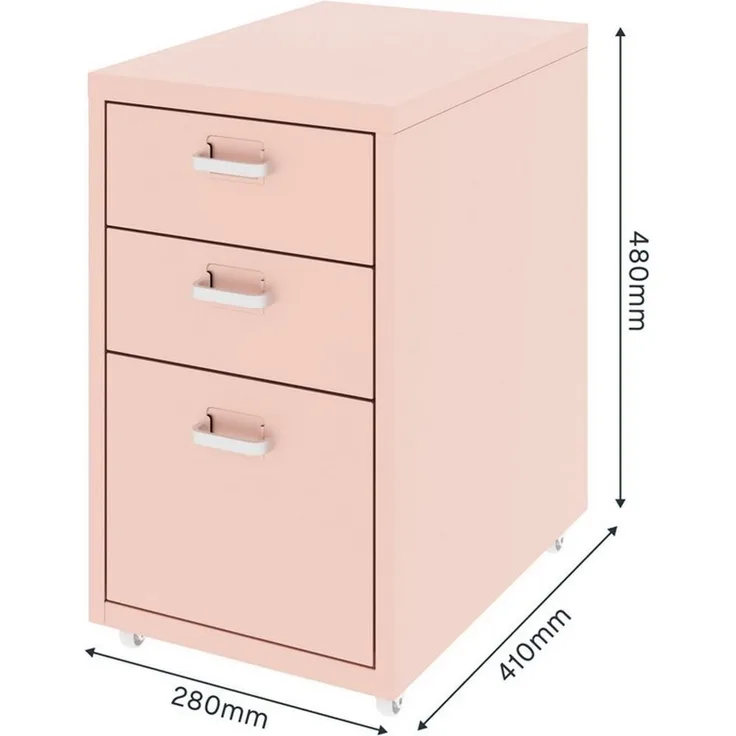 FLEXISPOT Container Rollcontainer für Ihr Büro&Home-Office, 28 x 48 x 41 cm (mobiler Aktenschrank mit 3 Schubladen, mit Rollen, Büroschrank)