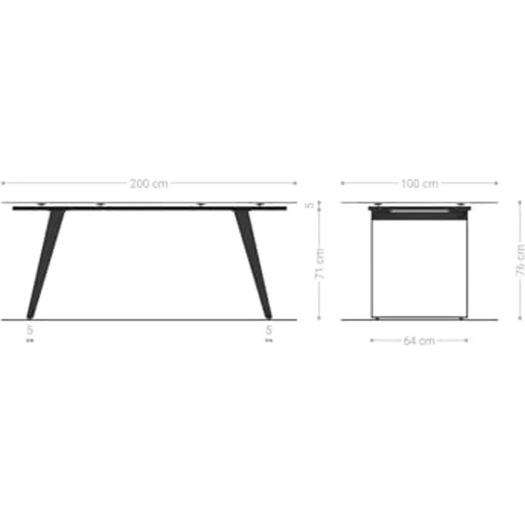 Esstisch Edge Boot 200x100 Reliefglas Rauchschwarz 3D-Design Edelstahl Schräg – Bild 6