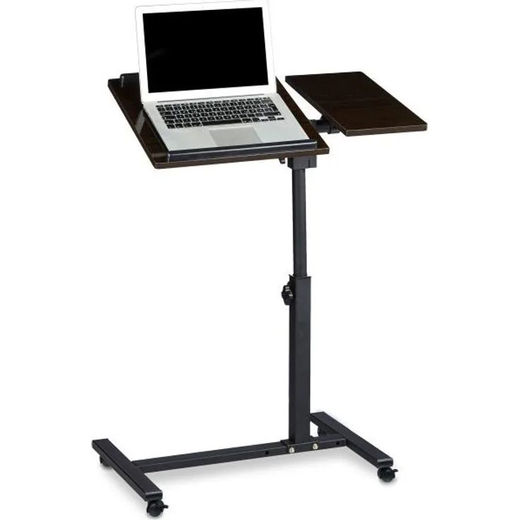 Relaxdays Laptoptisch mit Ablage für Maus, höhenverstellbar, Holz, Schwarz, 95 x 60 x 40 cm