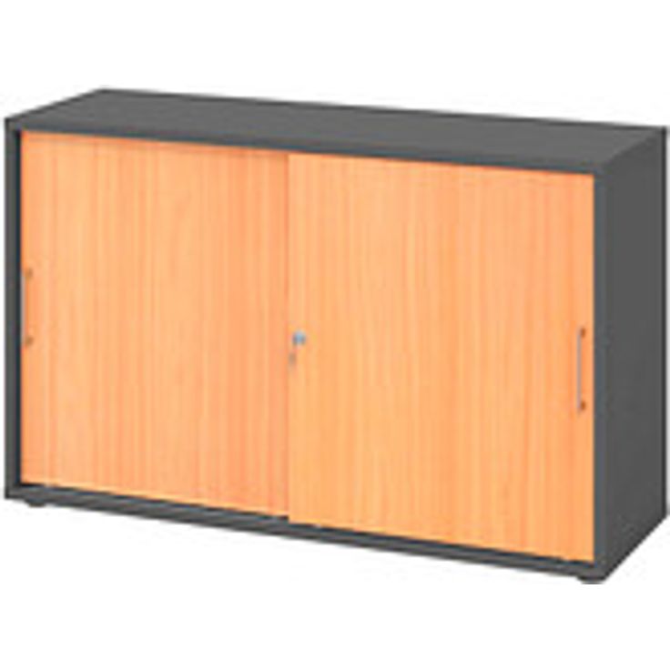 HAMMERBACHER Schiebetürenschrank 1752S, V1752S/G/6/BS, buche-grafit, mit 1 Fachboden, 120 x 40 x 74,8 cm, abschließbar
