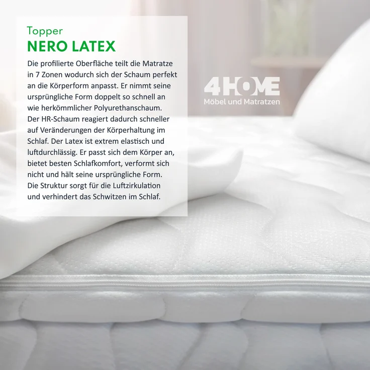 Topper 100x200 cm Matratzenauflage mit HR-Schaum Latex 7 cm Schoner H3 – Bild 4