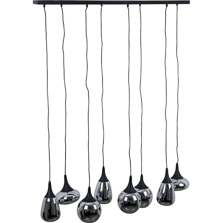 Hängeleuchte, Metall schwarz, Glas chrom bedampft, H 150 cm – Bild 1