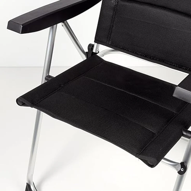 AKTIVE Set mit 2 Klappstühlen, Deluxe, 5 Positionen, Schwarz, für Terrasse, Balkon, Hof oder Garten, 49 x 67 x 123 cm, aus Aluminium und Polyester, gepolstert, Kippschutz, max. 110 kg, Klappstühle – Bild 6