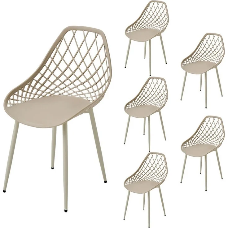 PPkrimnel Bistrostuhl PP-Sitz & Metallrahmen, moderner Esszimmerstuhl, Gartenstuhl (6 St), Balkon- & Poolgeeignet, Gitterdesign, wetterfest, für Innen & Außen – Bild 1