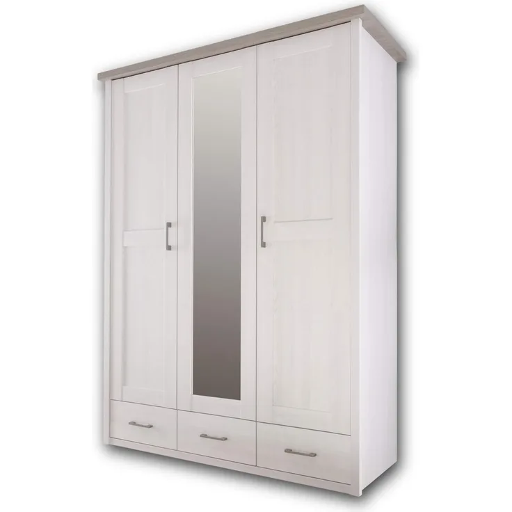 Kleiderschrank Lars / Luca, Holzwerkstoff, Weiß, Holzfarben, 148 x 201 x 62 cm