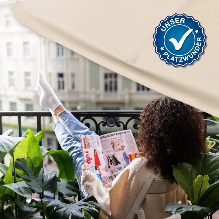 EASYmaxx Sonnenschirm rechteckig, 230 x 140 cm für Balkon und Terasse, mit praktischer Handkurbel & Sonnenschutz UV-Schutz 40+ – Bild 7