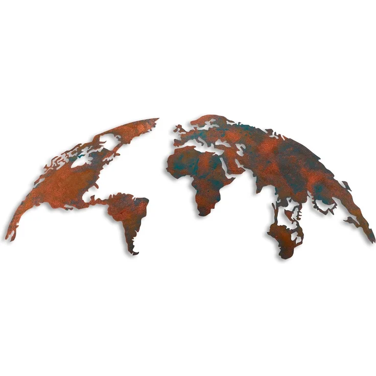 Wallity 'World Map Medium - 2' Dekoratives Wandaccessoire aus Metall, Mehrfarbig, 59 x 150 cm – Bild 7