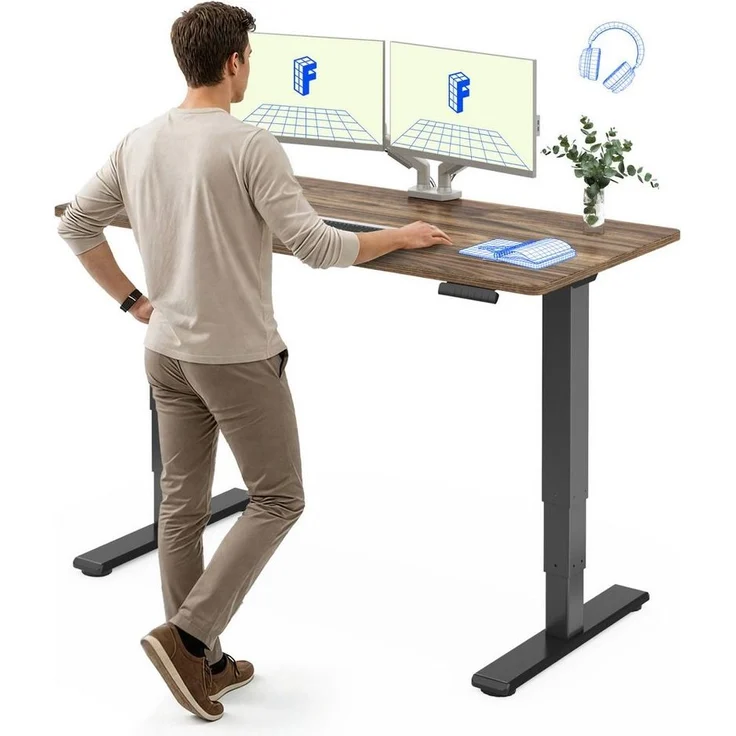 FLEXISPOT Schreibtisch Elektrisch Höhenverstellbarer Schreibtisch EC5 LITE mit Dualmotor (25MM einteiliger Tischplatte & 3-fach Teleskop, 4 Speicherhöhen & Antikollisionssystem), 120x80/140x80/160x80/180x80 – Bild 1